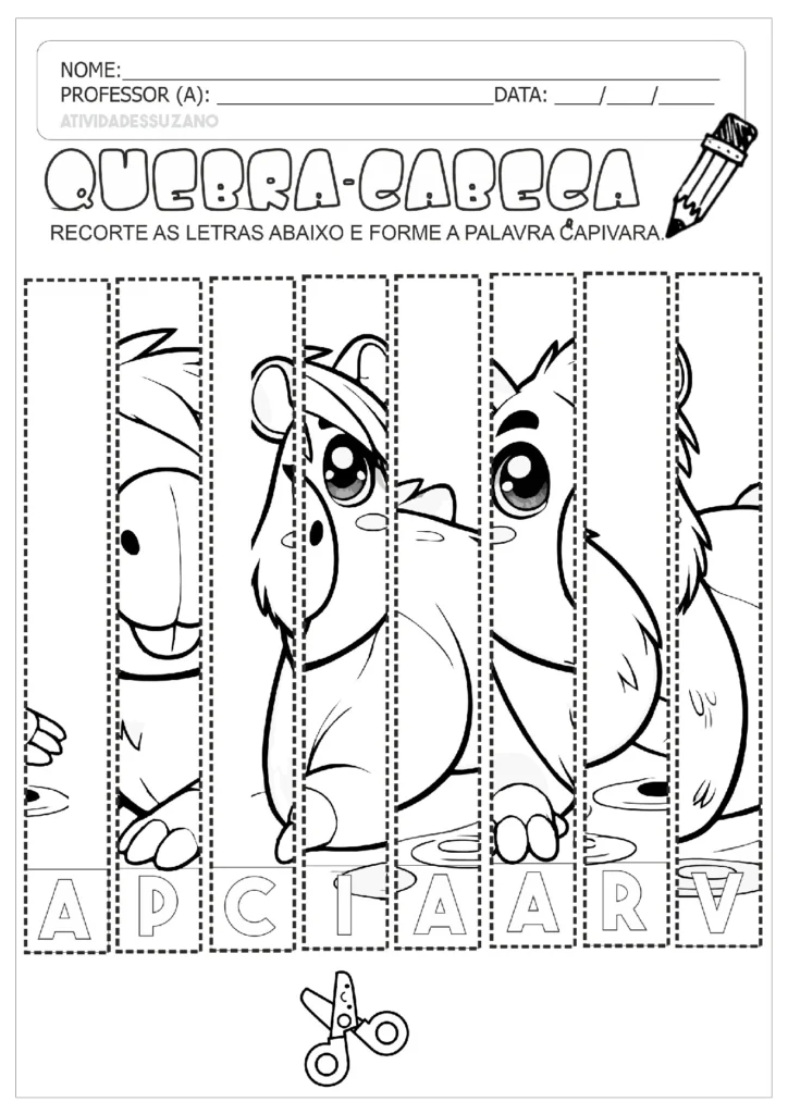 Atividades da Capivara para Imprimir (Alfabetização — p8 | Atividades Educação Infantil (ensinoja.com.br)