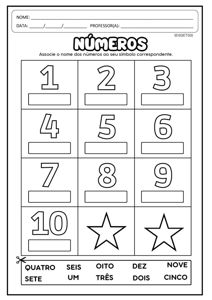 Atividades de Alfabeto, Vogais e Números (Pré) – PDF — p4 | Atividades Educação Infantil (ensinoja.com.br)