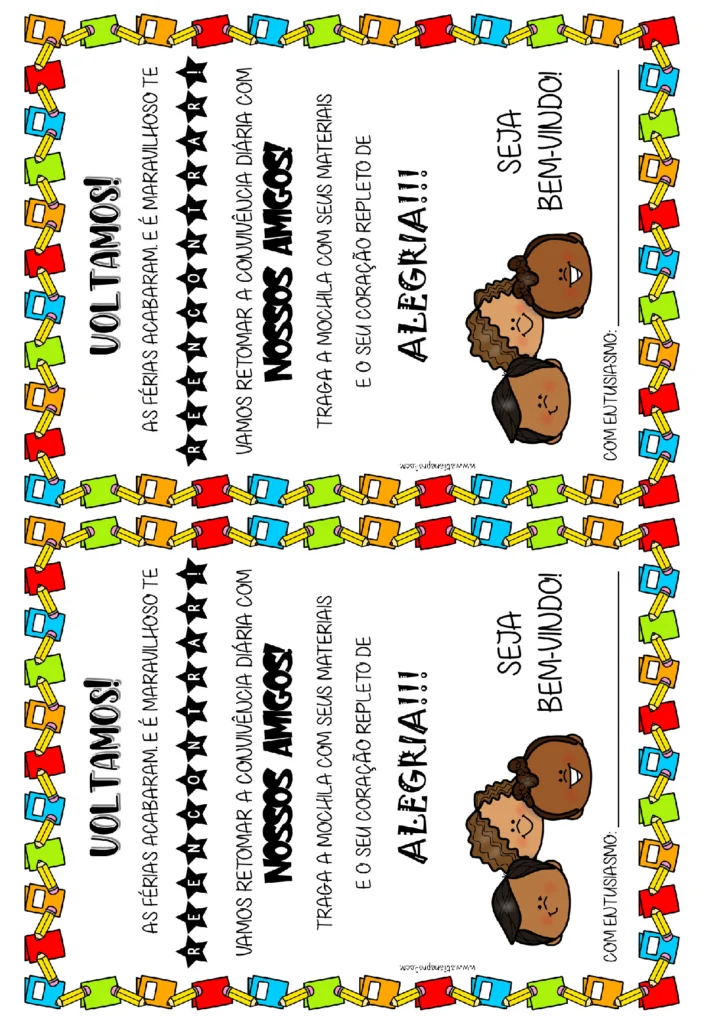 Bilhetinho Volta às Aulas para Imprimir em PDF — p2 | Atividades Educação Infantil (ensinoja.com.br)