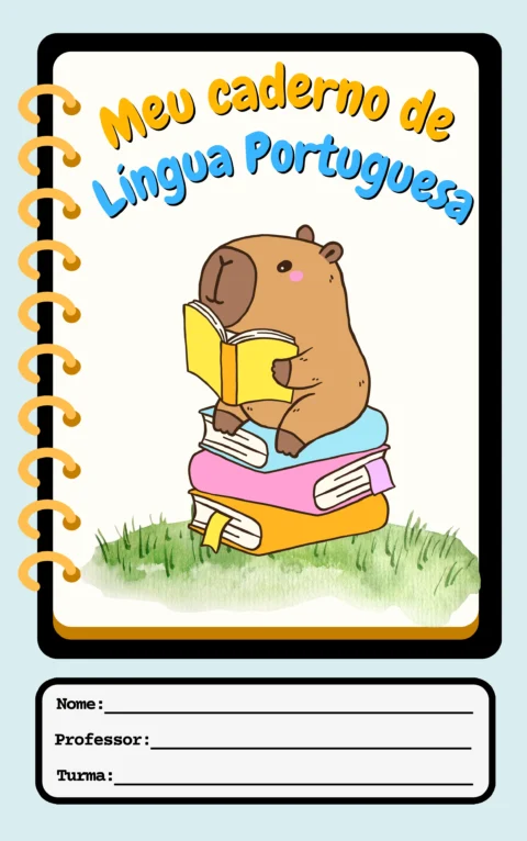 Capa de Caderno Infantil Capivara em PDF