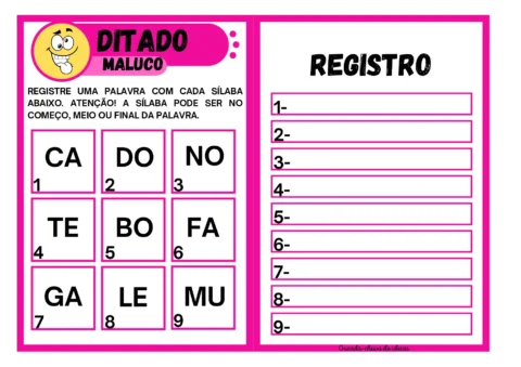 Ditado Maluco: Atividades de Consciência Fonológica — p8 | Atividades Educação Infantil (ensinoja.com.br)
