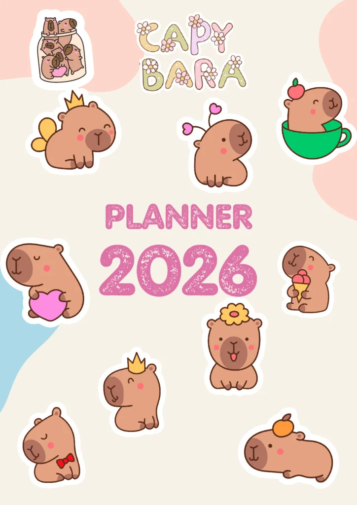 Planner Escolar 2026 Mensal Capivara para Imprimir — p1 | Atividades Educação Infantil (ensinoja.com.br)