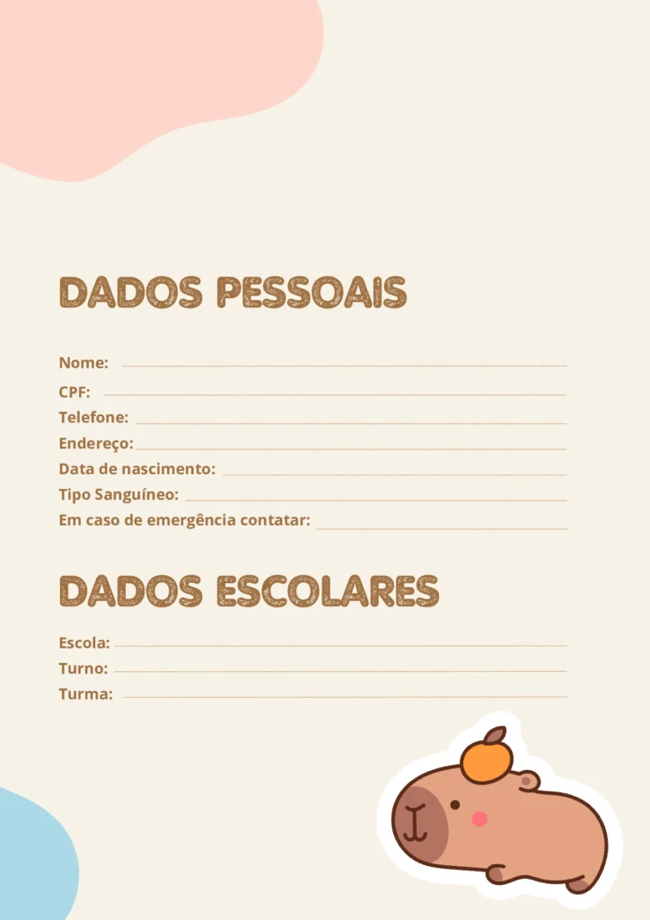 Planner Escolar 2026 Mensal Capivara para Imprimir — p2 | Atividades Educação Infantil (ensinoja.com.br)