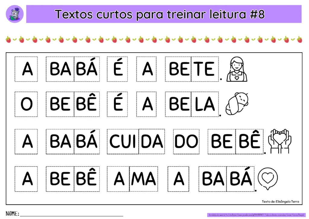 Textos Fatiados para Alfabetização (Pré II e 1º Ano) – PDF — p1 | Atividades Educação Infantil (ensinoja.com.br)