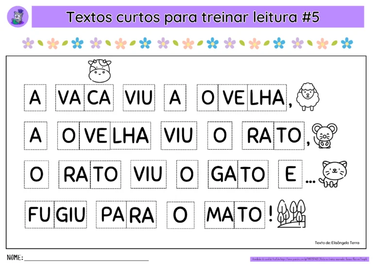 Textos Fatiados para Alfabetização (Pré II e 1º Ano) – PDF — p2 | Atividades Educação Infantil (ensinoja.com.br)