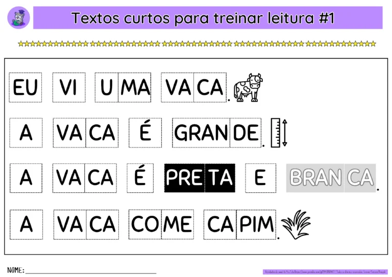 Textos Fatiados para Alfabetização (Pré II e 1º Ano) – PDF — p3 | Atividades Educação Infantil (ensinoja.com.br)