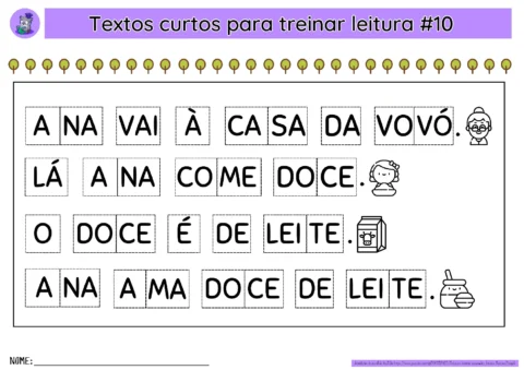 Textos Fatiados para Alfabetização (Pré II e 1º Ano) – PDF — p6 | Atividades Educação Infantil (ensinoja.com.br)