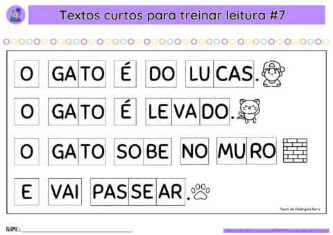 Textos Fatiados para Alfabetização (Pré II e 1º Ano) – PDF — p7 | Atividades Educação Infantil (ensinoja.com.br)