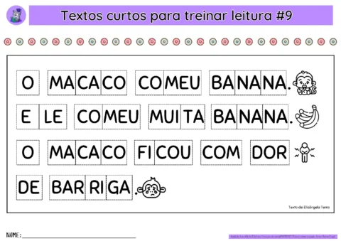 Textos Fatiados para Alfabetização (Pré II e 1º Ano) – PDF — p9 | Atividades Educação Infantil (ensinoja.com.br)