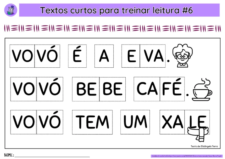 Textos Fatiados para Alfabetização (Pré II e 1º Ano) – PDF — p10 | Atividades Educação Infantil (ensinoja.com.br)