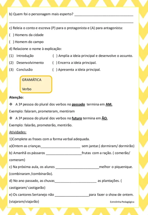 Atividade de Português 4º Ano: Verbos para Imprimir (PDF) — p4 | Atividades Educação Infantil (ensinoja.com.br)