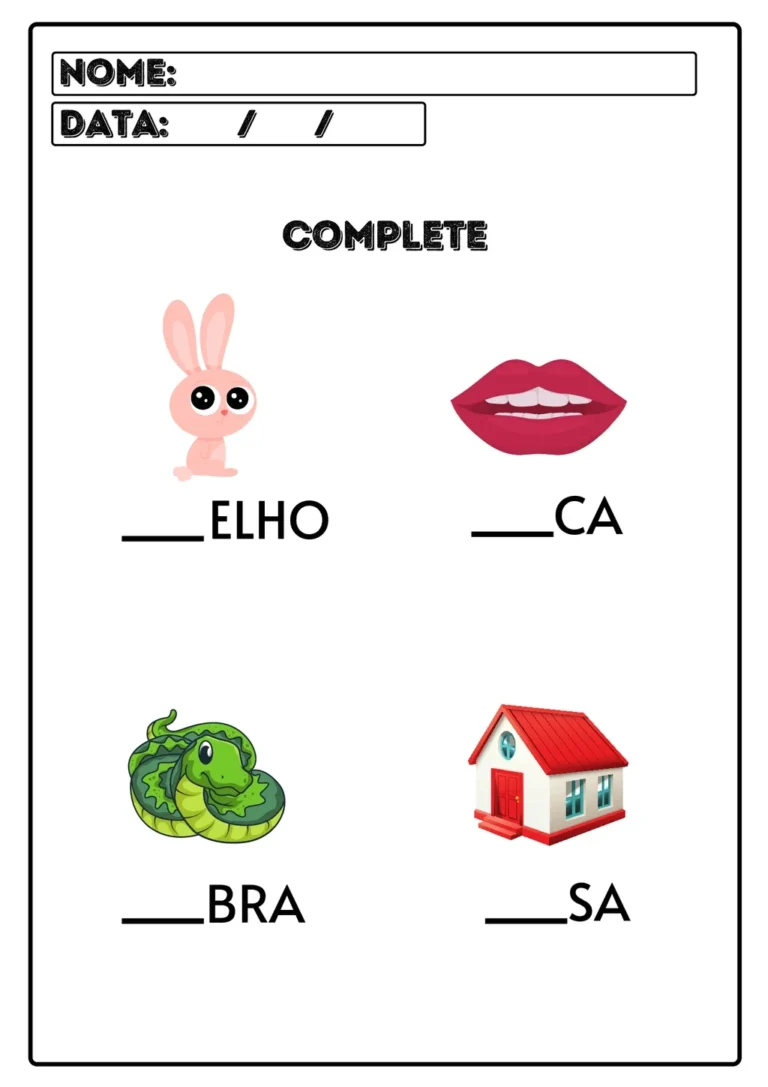 Atividade Letra Inicial para Imprimir – Complete as Palavras (Educação Infantil) — p2 | Atividades Educação Infantil (ensinoja.com.br)