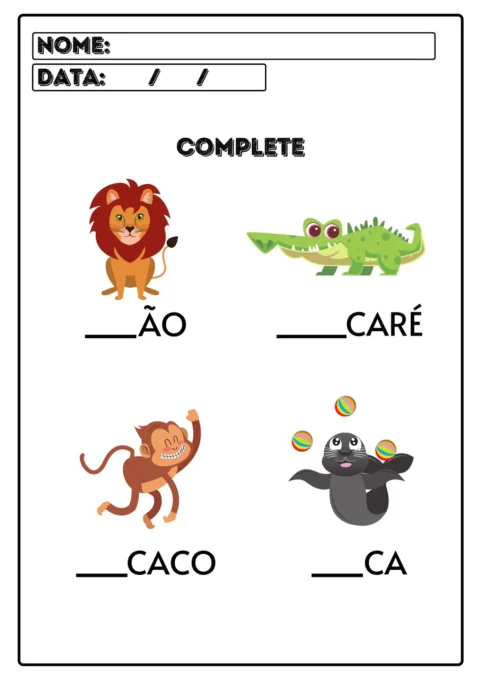 Atividade Letra Inicial para Imprimir – Complete as Palavras (Educação Infantil) — p5 | Atividades Educação Infantil (ensinoja.com.br)