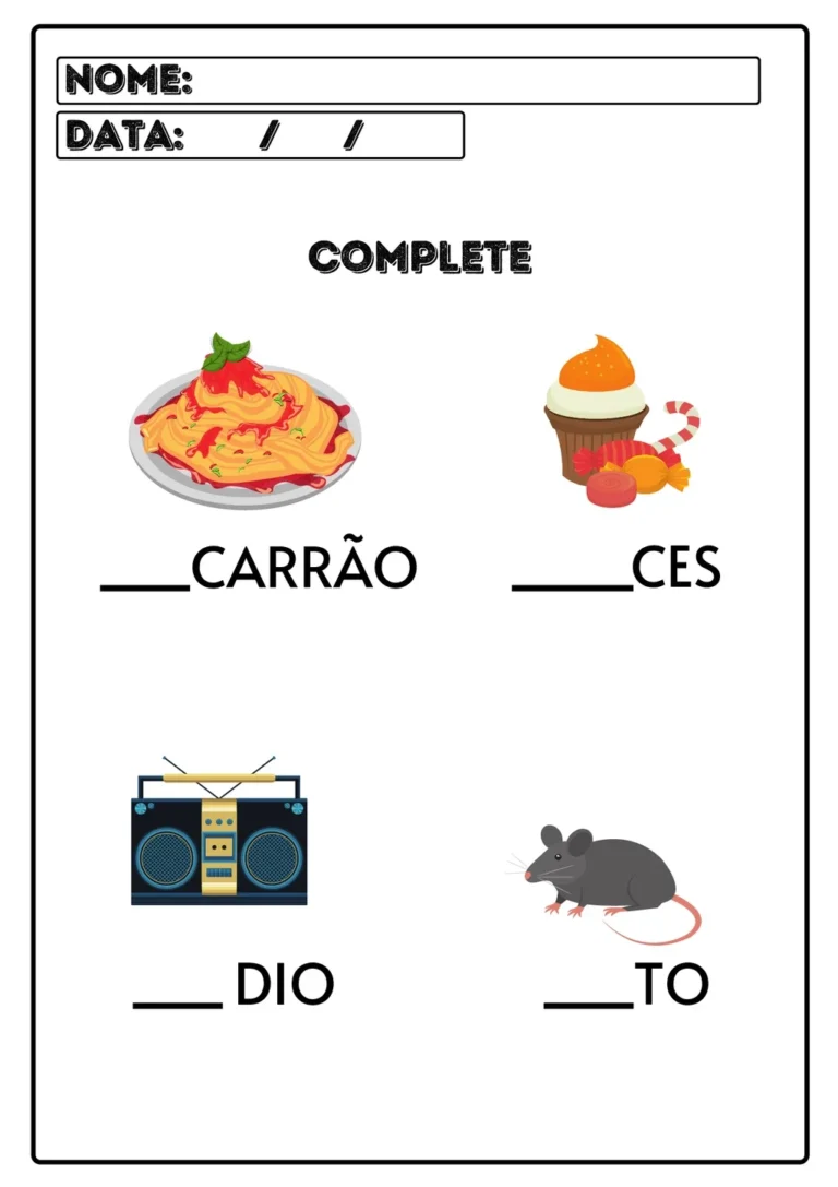 Atividade Letra Inicial para Imprimir – Complete as Palavras (Educação Infantil) — p6 | Atividades Educação Infantil (ensinoja.com.br)