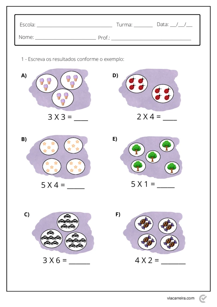 Atividades de Multiplicação 2º Ano para Imprimir (PDF) — p7 | Atividades Educação Infantil (ensinoja.com.br)