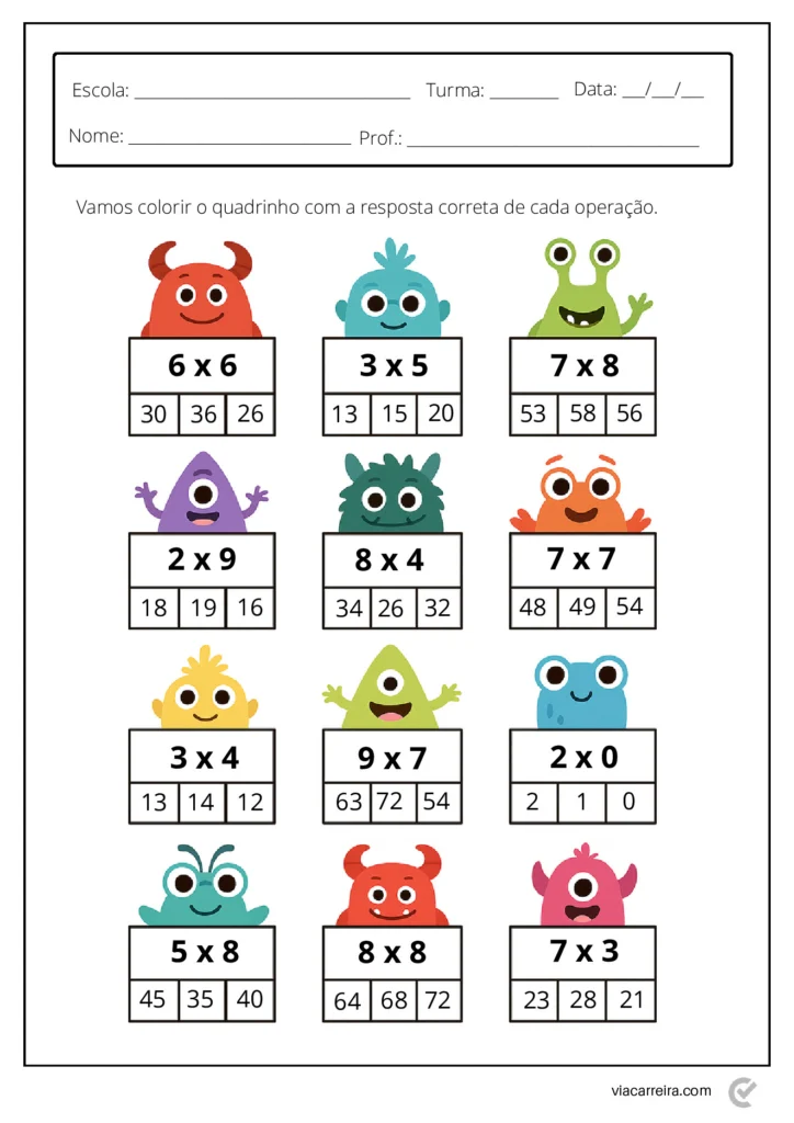 Atividades de Multiplicação 2º Ano para Imprimir (PDF) — p11 | Atividades Educação Infantil (ensinoja.com.br)