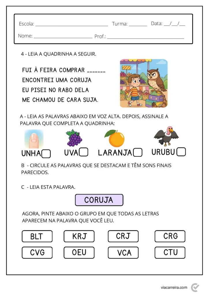 Atividades de Sondagem 2º Ano para Imprimir (PDF) — p3 | Atividades Educação Infantil (ensinoja.com.br)