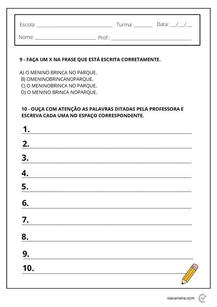 Atividades de Sondagem 2º Ano para Imprimir (PDF) — p7 | Atividades Educação Infantil (ensinoja.com.br)