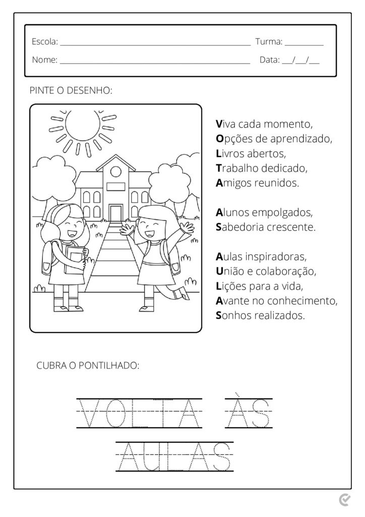 Atividades de Volta às Aulas 1º Ano para Imprimir (PDF) — p1 | Atividades Educação Infantil (ensinoja.com.br)