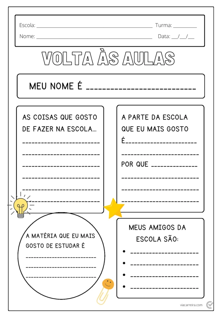 Atividades de Volta às Aulas 1º Ano para Imprimir (PDF) — p2 | Atividades Educação Infantil (ensinoja.com.br)