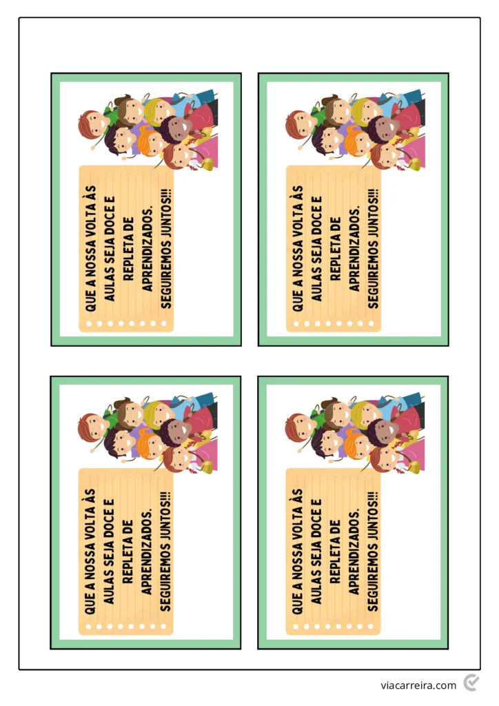Cartões Volta às Aulas: Boas-Vindas para Imprimir (PDF) — p1 | Atividades Educação Infantil (ensinoja.com.br)