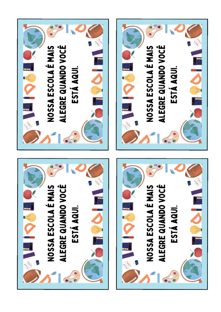 Cartões Volta às Aulas: Boas-Vindas para Imprimir (PDF)