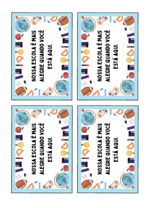 Cartões Volta às Aulas: Boas-Vindas para Imprimir (PDF)