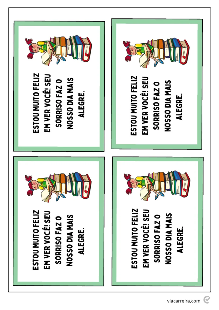 Cartões Volta às Aulas: Boas-Vindas para Imprimir (PDF) — p4 | Atividades Educação Infantil (ensinoja.com.br)