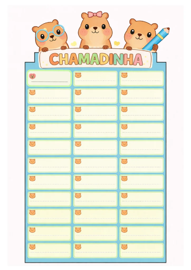 Chamadinha Educação Infantil para Imprimir (Modelos em PDF) — p7 | Atividades Educação Infantil (ensinoja.com.br)