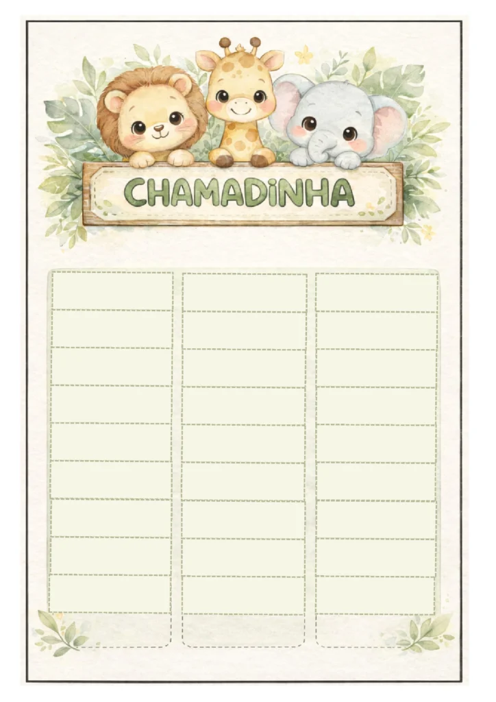 Chamadinha Educação Infantil para Imprimir (Modelos em PDF) — p11 | Atividades Educação Infantil (ensinoja.com.br)