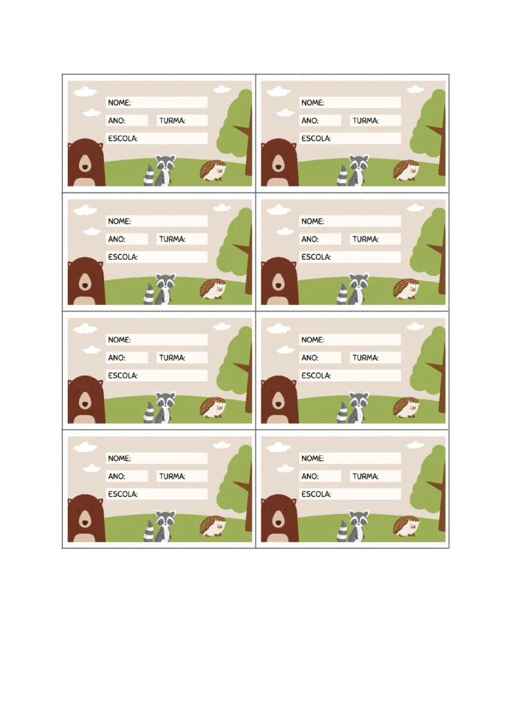 Etiquetas Escolares para Imprimir (10 Modelos em PDF) — p7 | Atividades Educação Infantil (ensinoja.com.br)