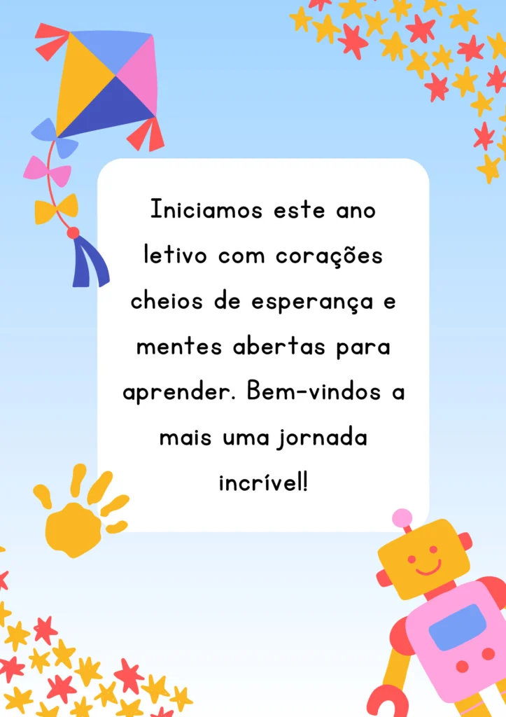 Mensagem de boas-vindas para o novo ano letivo — p12 | Atividades Educação Infantil (ensinoja.com.br)