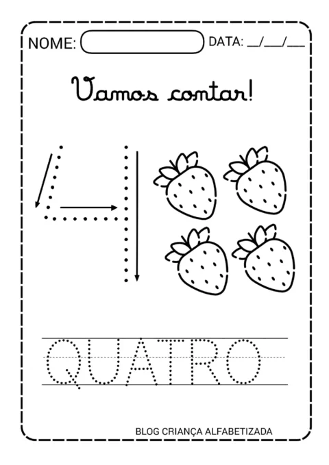 Numerais 1 a 10 Pontilhados: Atividade para Imprimir (PDF)