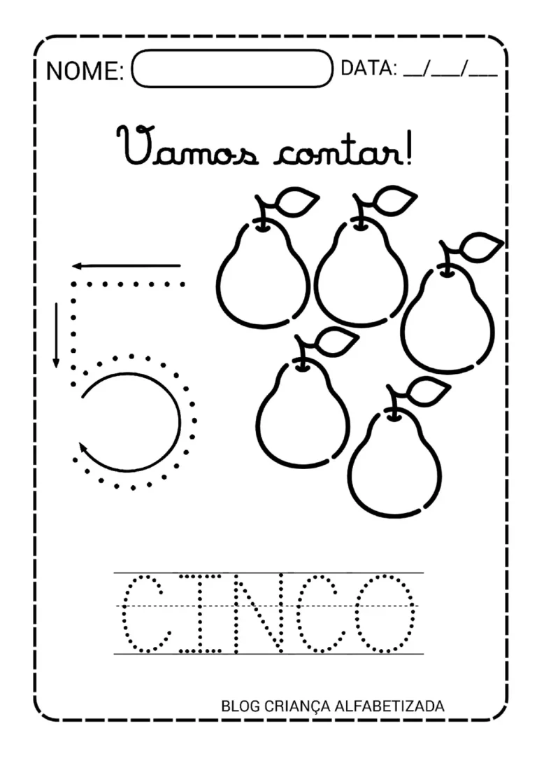 Numerais 1 a 10 Pontilhados: Atividade para Imprimir (PDF) — p5 | Atividades Educação Infantil (ensinoja.com.br)