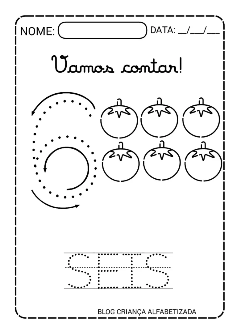 Numerais 1 a 10 Pontilhados: Atividade para Imprimir (PDF) — p6 | Atividades Educação Infantil (ensinoja.com.br)