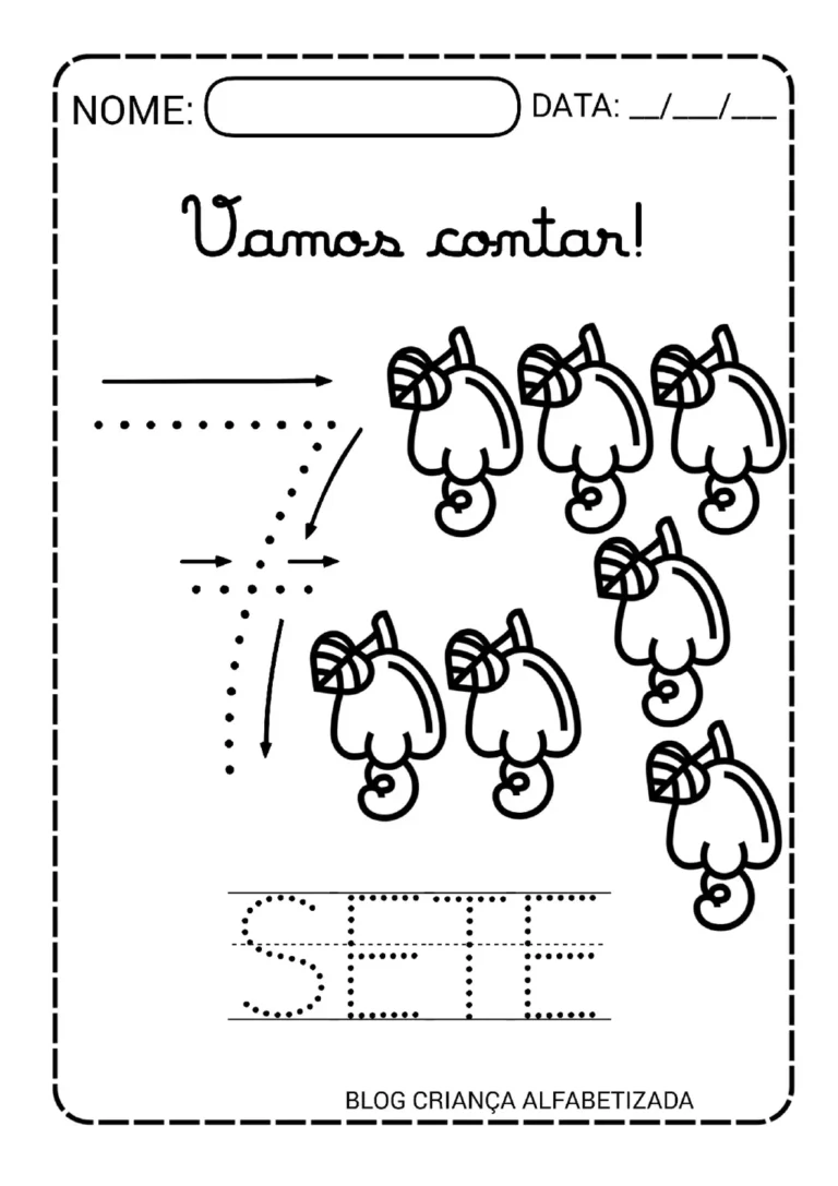 Numerais 1 a 10 Pontilhados: Atividade para Imprimir (PDF) — p7 | Atividades Educação Infantil (ensinoja.com.br)