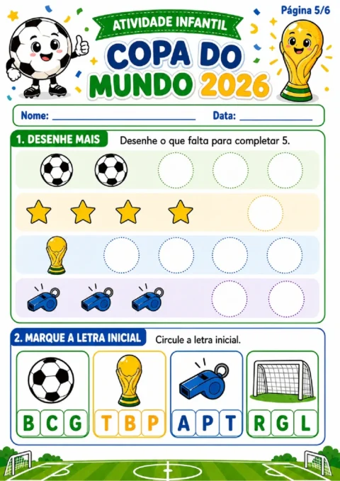 Atividade Infantil Copa do Mundo 2026 em PDF com 6 Páginas — p5 | Atividades Educação Infantil (ensinoja.com.br)
