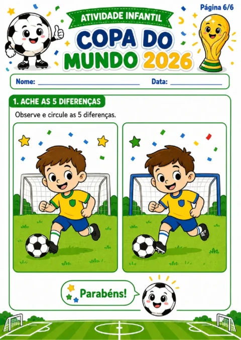 Atividade Infantil Copa do Mundo 2026 em PDF com 6 Páginas — p6 | Atividades Educação Infantil (ensinoja.com.br)