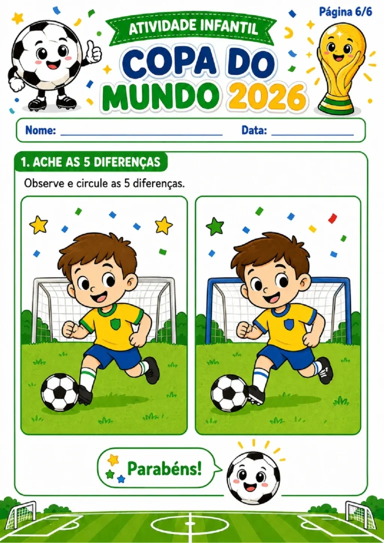 Atividade Infantil Copa do Mundo 2026 em PDF com 6 Páginas — p6 | Atividades Educação Infantil (ensinoja.com.br)