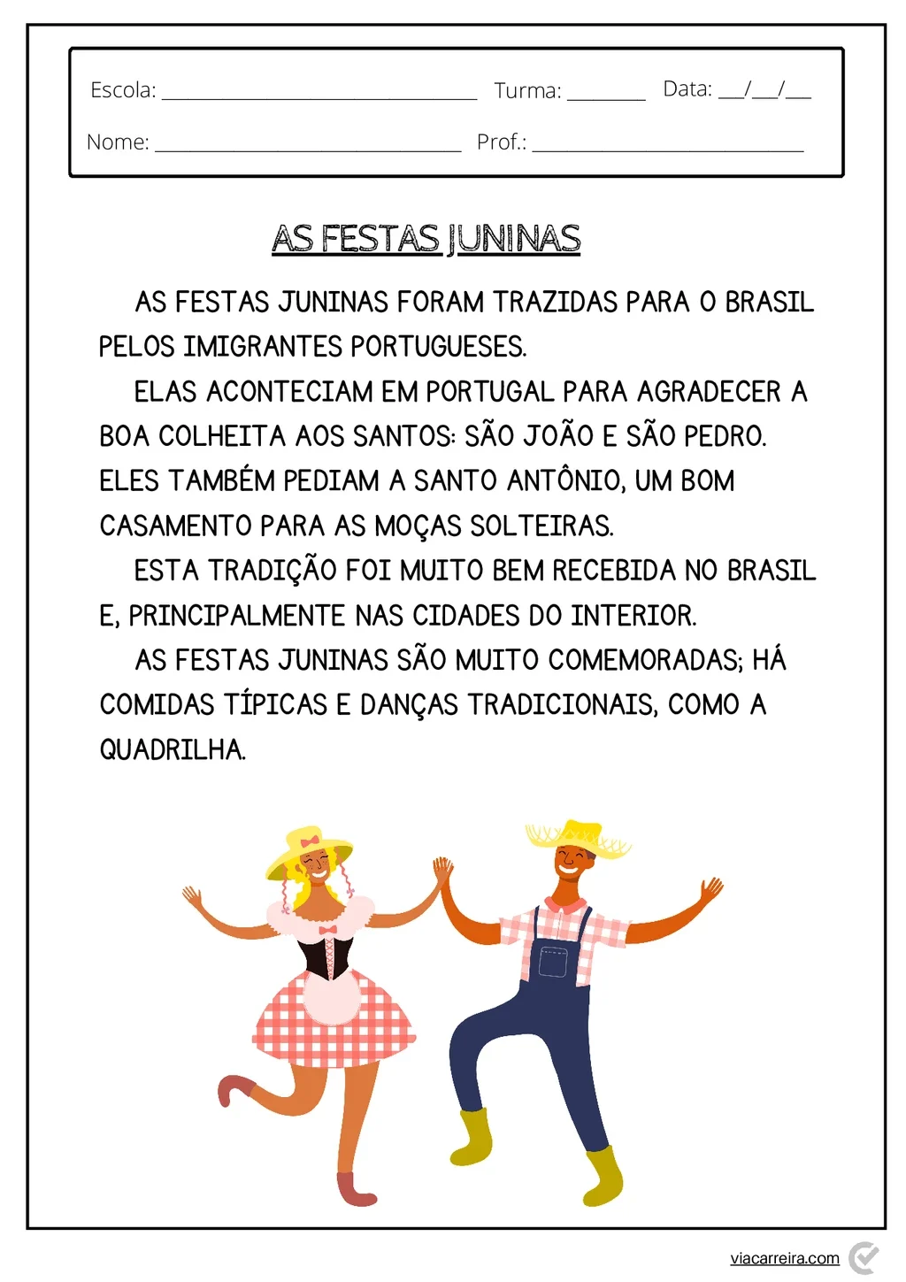 Atividades com Textos de Festa Junina em PDF com 14 Páginas — p1 | Atividades Educação Infantil (ensinoja.com.br)