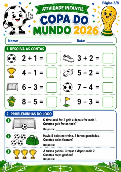 Atividades Copa do Mundo 2026 para 1º e 2º Ano em PDF com 8 Páginas — p3 | Atividades Educação Infantil (ensinoja.com.br)