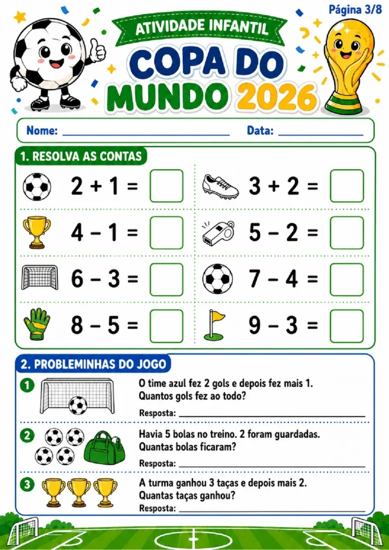 Atividades Copa do Mundo 2026 para 1º e 2º Ano em PDF com 8 Páginas — p3 | Atividades Educação Infantil (ensinoja.com.br)