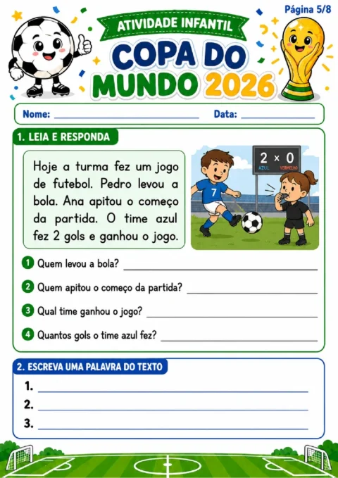 Atividades Copa do Mundo 2026 para 1º e 2º Ano em PDF com 8 Páginas — p5 | Atividades Educação Infantil (ensinoja.com.br)