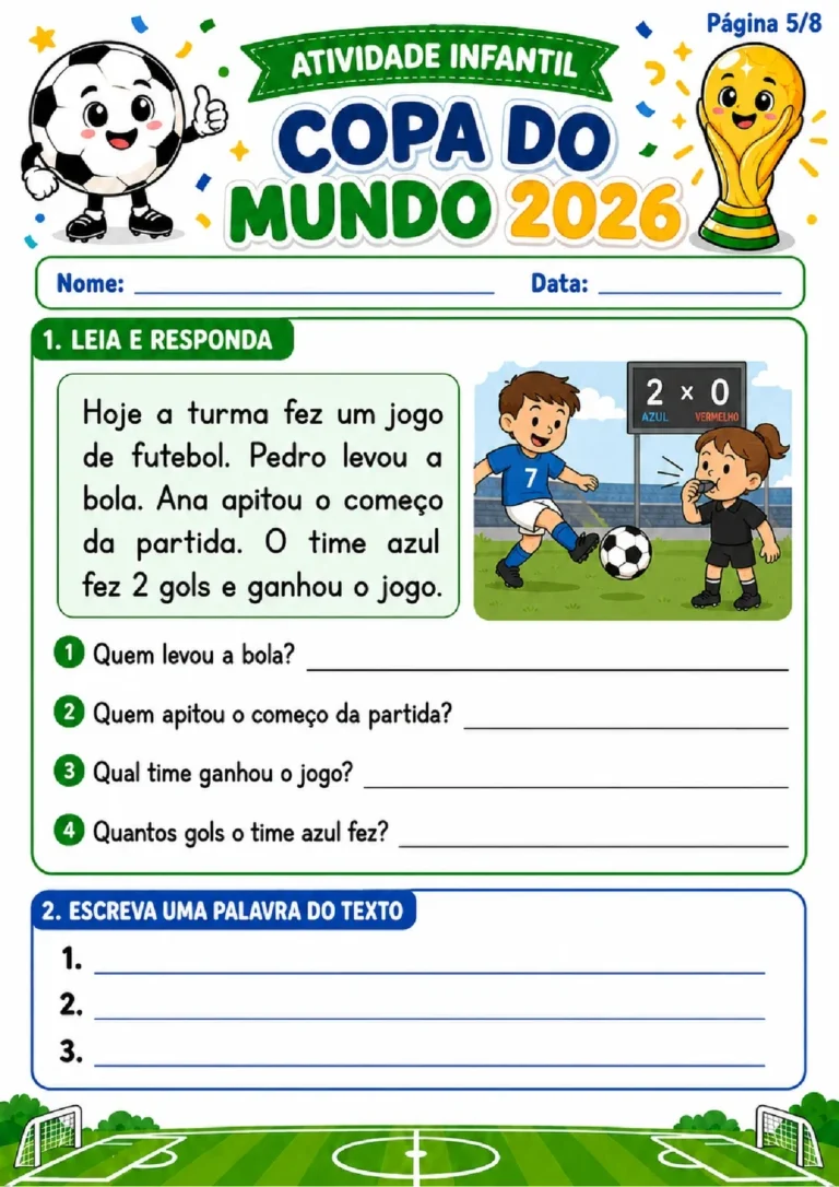 Atividades Copa do Mundo 2026 para 1º e 2º Ano em PDF com 8 Páginas — p5 | Atividades Educação Infantil (ensinoja.com.br)