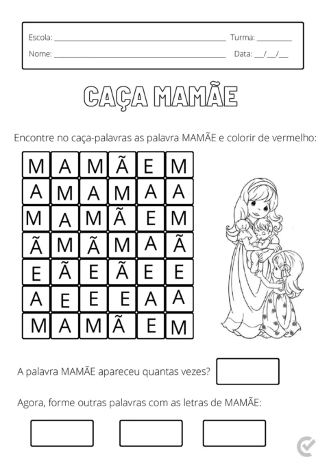 Atividades Dia das Mães em PDF – 14 Páginas — p8 | Atividades Educação Infantil (ensinoja.com.br)