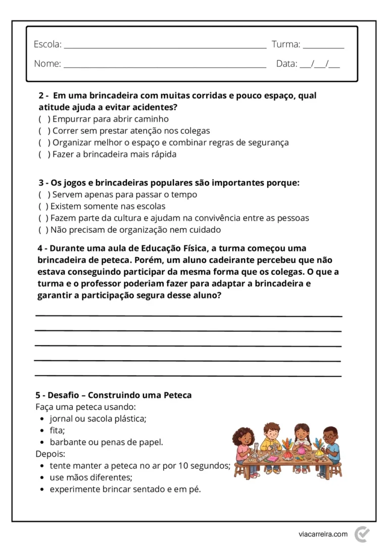 Atividades para o 3° ano de Educação Fisica em PDF — p4 | Atividades Educação Infantil (ensinoja.com.br)