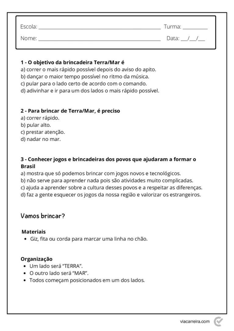 Atividades para o 3° ano de Educação Fisica em PDF — p6 | Atividades Educação Infantil (ensinoja.com.br)
