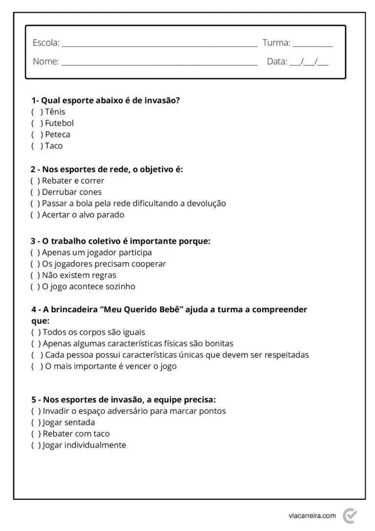Atividades para o 3° ano de Educação Fisica em PDF — p13 | Atividades Educação Infantil (ensinoja.com.br)