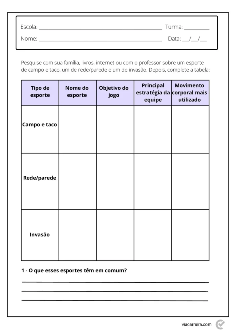 Atividades para o 3° ano de Educação Fisica em PDF — p14 | Atividades Educação Infantil (ensinoja.com.br)