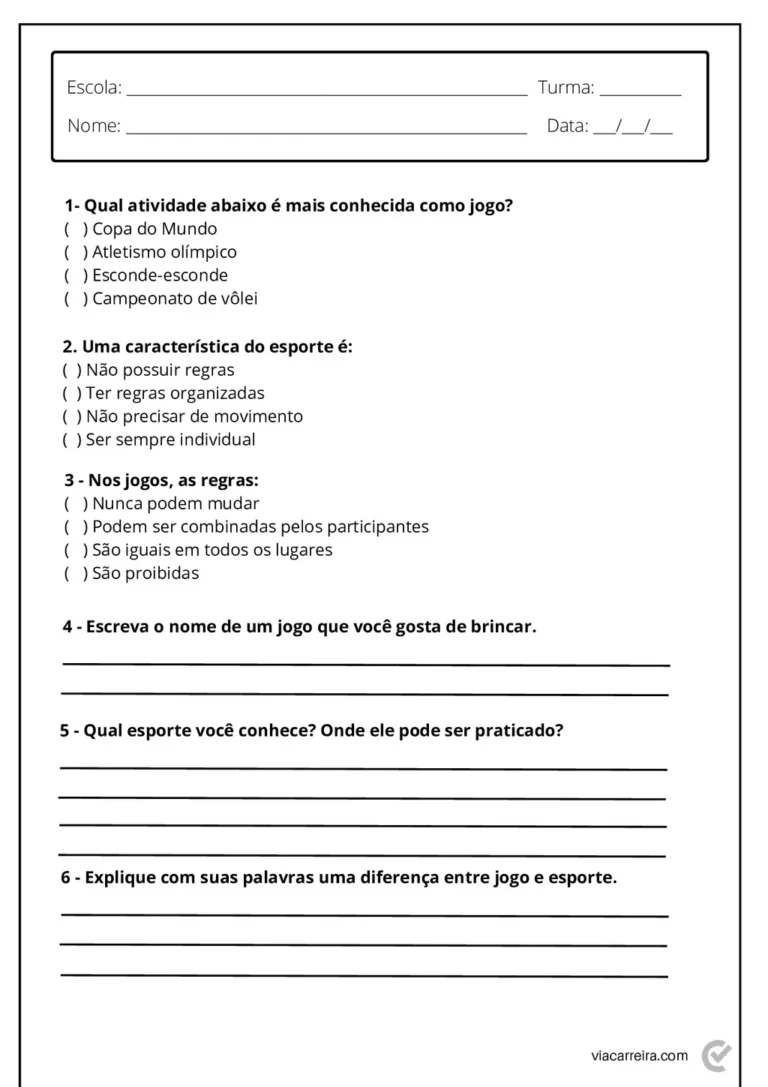 Atividades para o 3° ano de Educação Fisica em PDF — p16 | Atividades Educação Infantil (ensinoja.com.br)